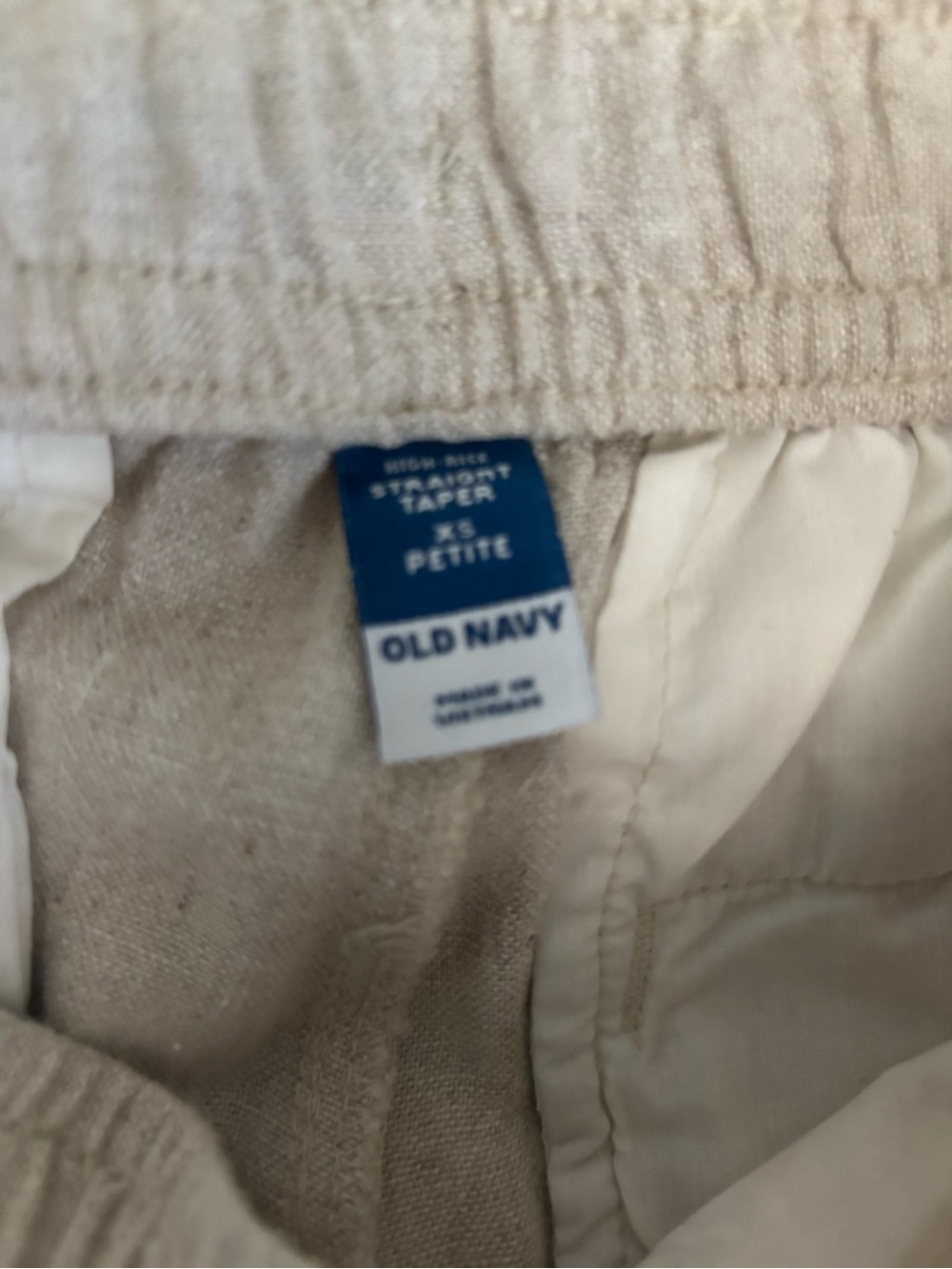 Old Navy Linen Tan Tapered Pants size Petite XS in Great Condition - Picture 7 of 8